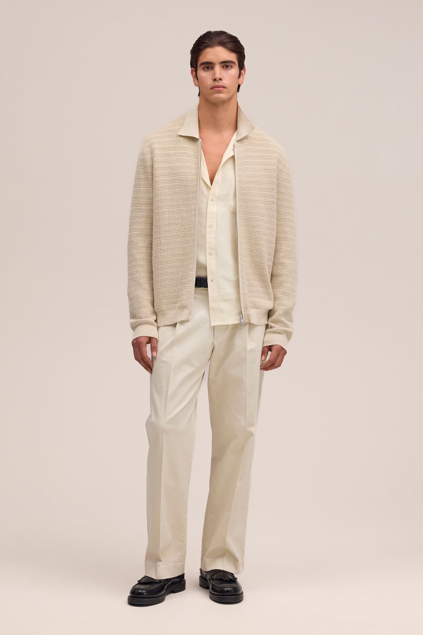 Gustav Organic Cotton Sweater - Ivory Mouliné