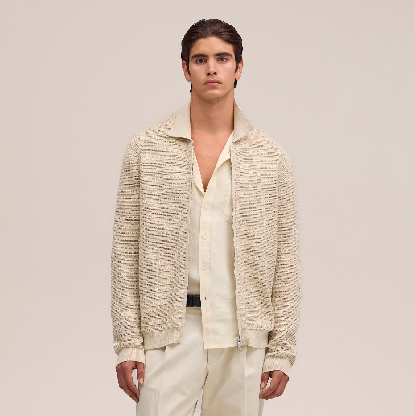 Gustav Organic Cotton Sweater - Ivory Mouliné