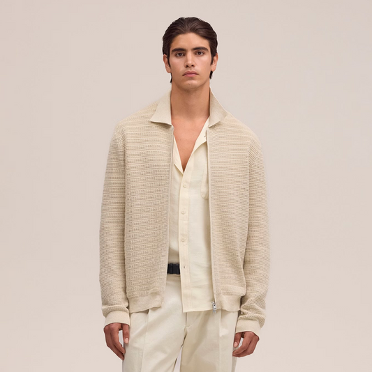 Gustav Organic Cotton Sweater - Ivory Mouliné