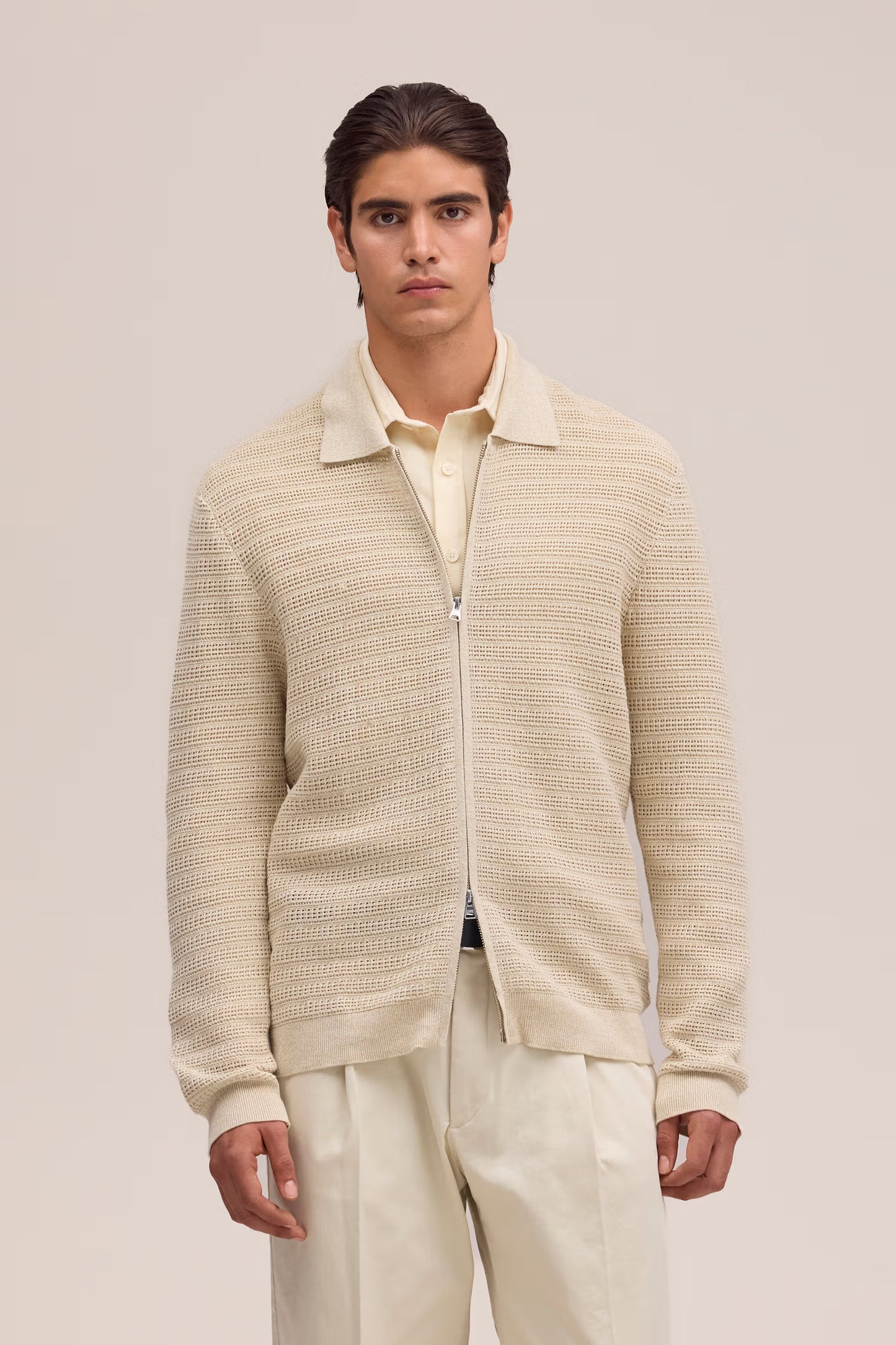 Gustav Organic Cotton Sweater - Ivory Mouliné