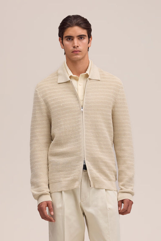 Gustav Organic Cotton Sweater - Ivory Mouliné