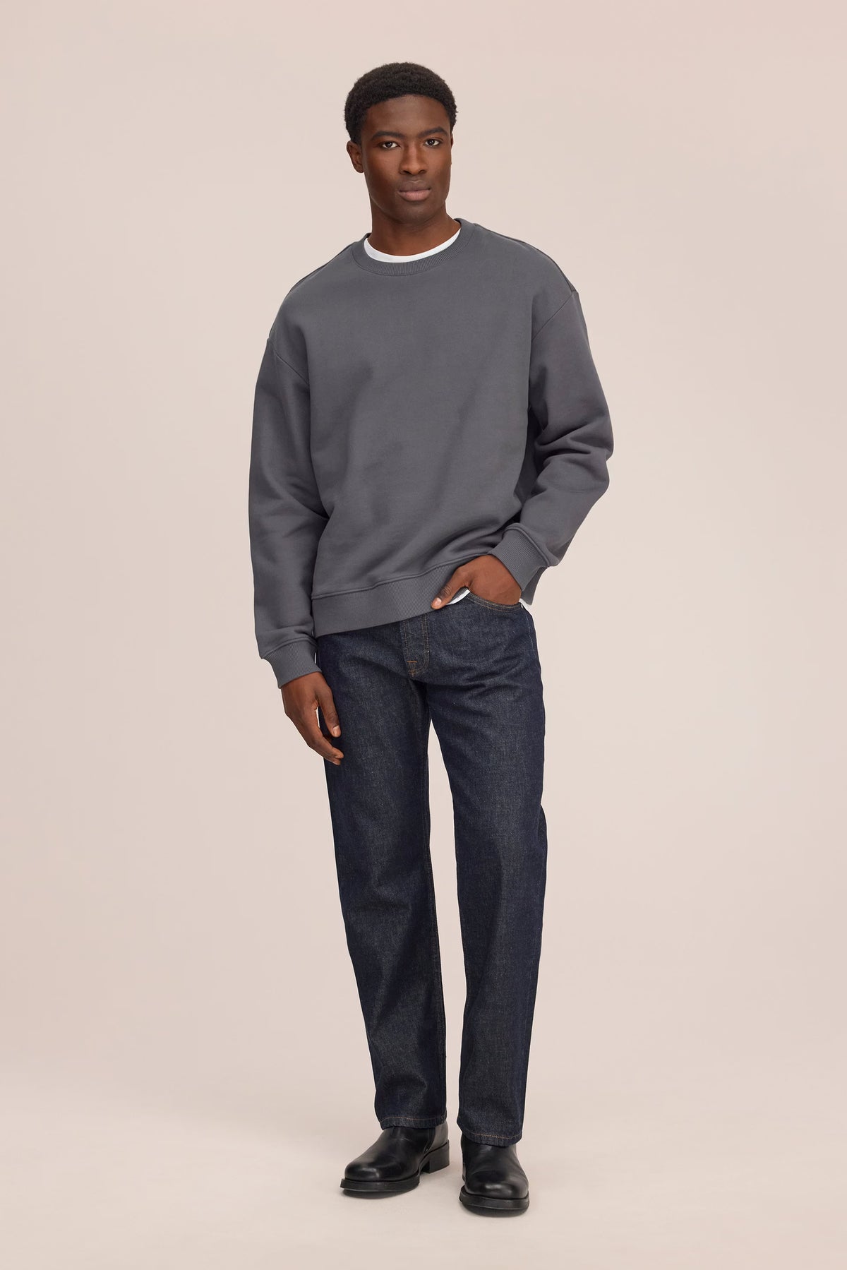 David Heavy Organic Cotton Sweatshirt - Charcoal Mist