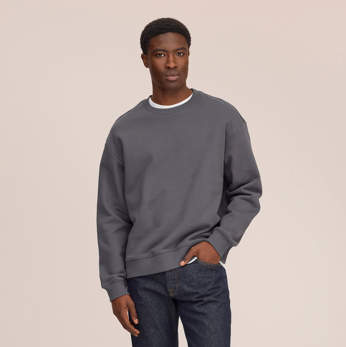 NN07 David Heavy Organic Cotton Sweatshirt - Charcoal Mist