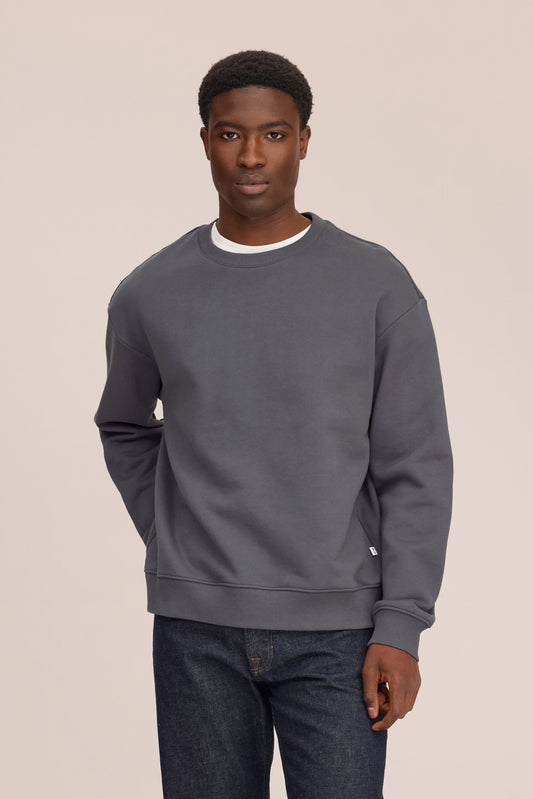 David Heavy Organic Cotton Sweatshirt - Charcoal Mist