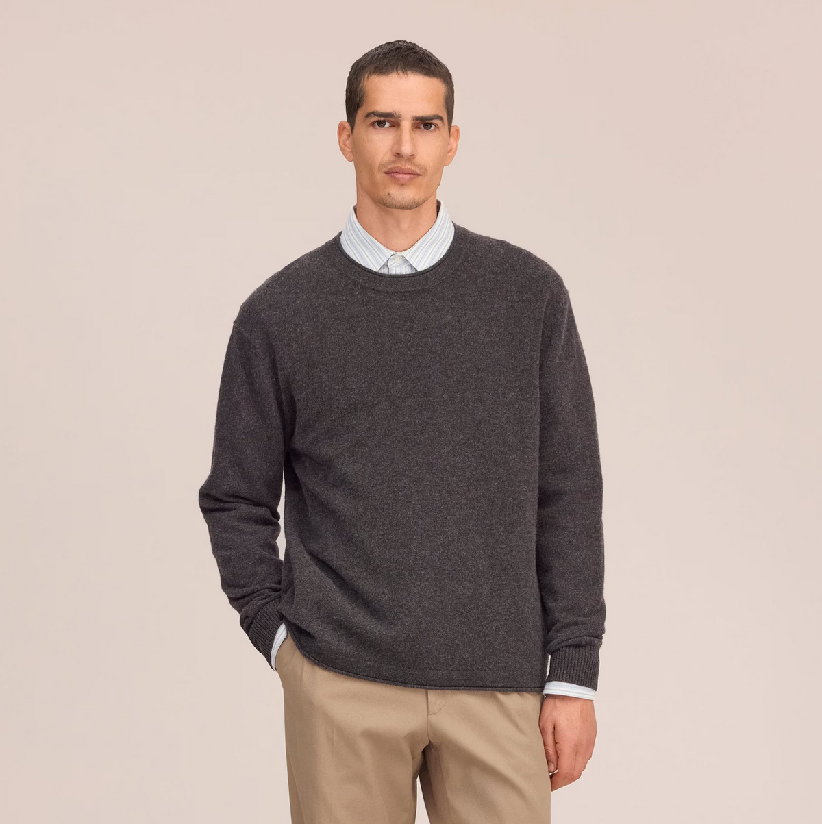 NN07 Sammy Knitted Crew Neck Wool Sweater - Earth Melange