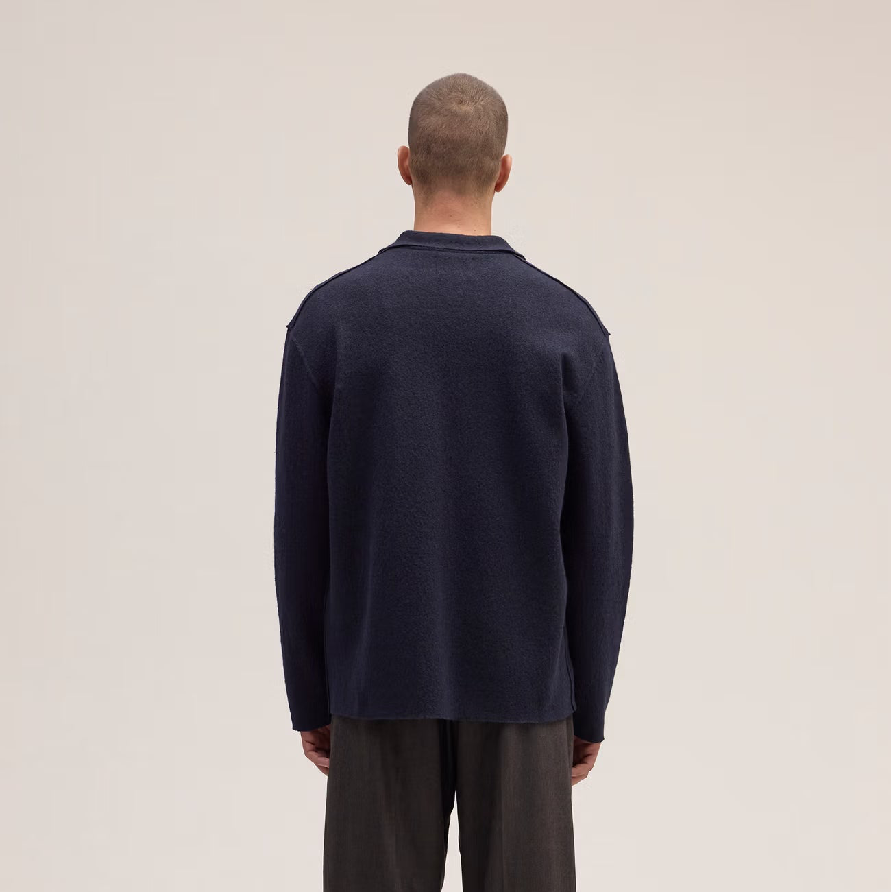 Jonas Full Zip Boiled Merino Wool Hybrid - Navy Blue