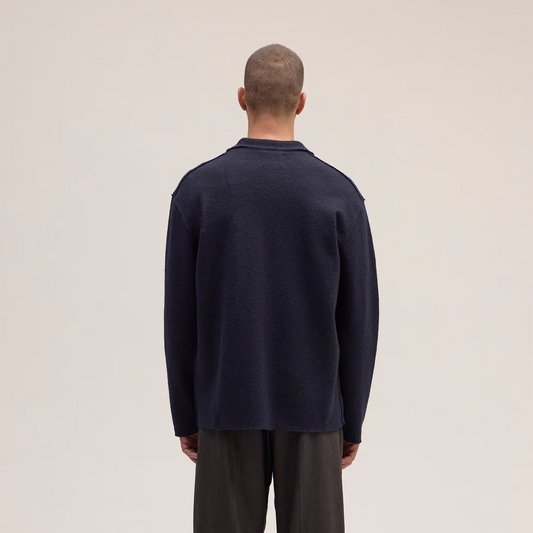 Jonas Full Zip Boiled Merino Wool Hybrid - Navy Blue