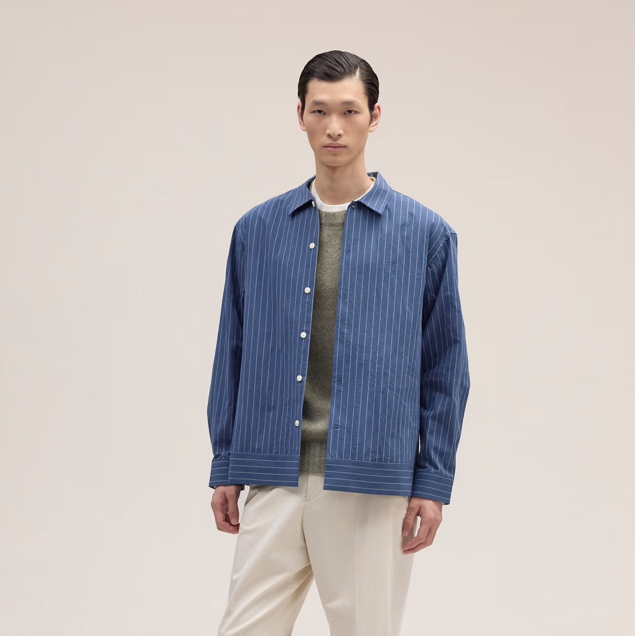 Reed Relaxed Fit Overshirt - Blue Stripe