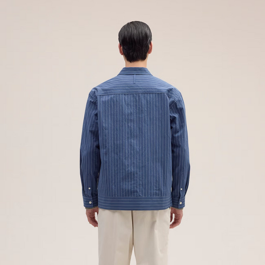 Reed Relaxed Fit Overshirt - Blue Stripe