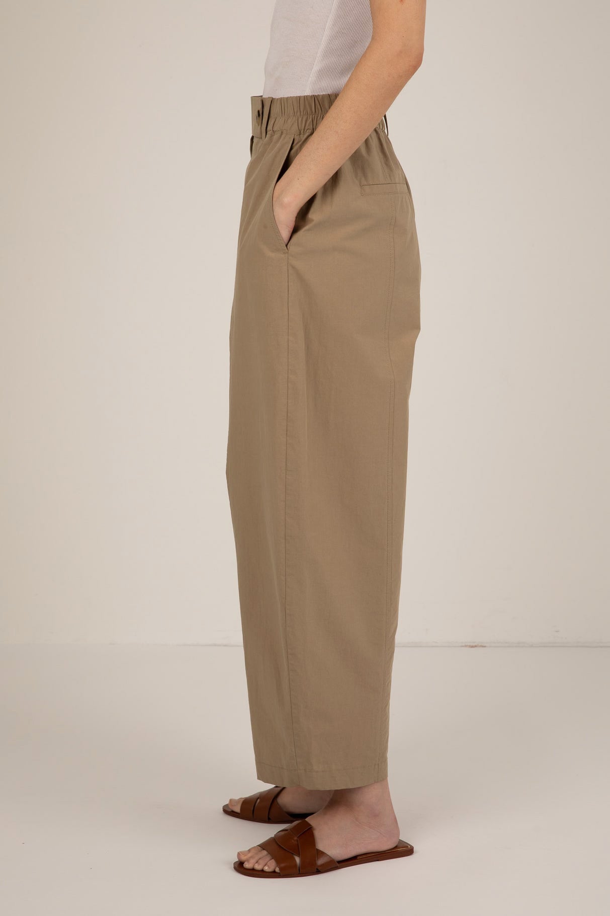 Thea Barrel Leg Trouser - Sand