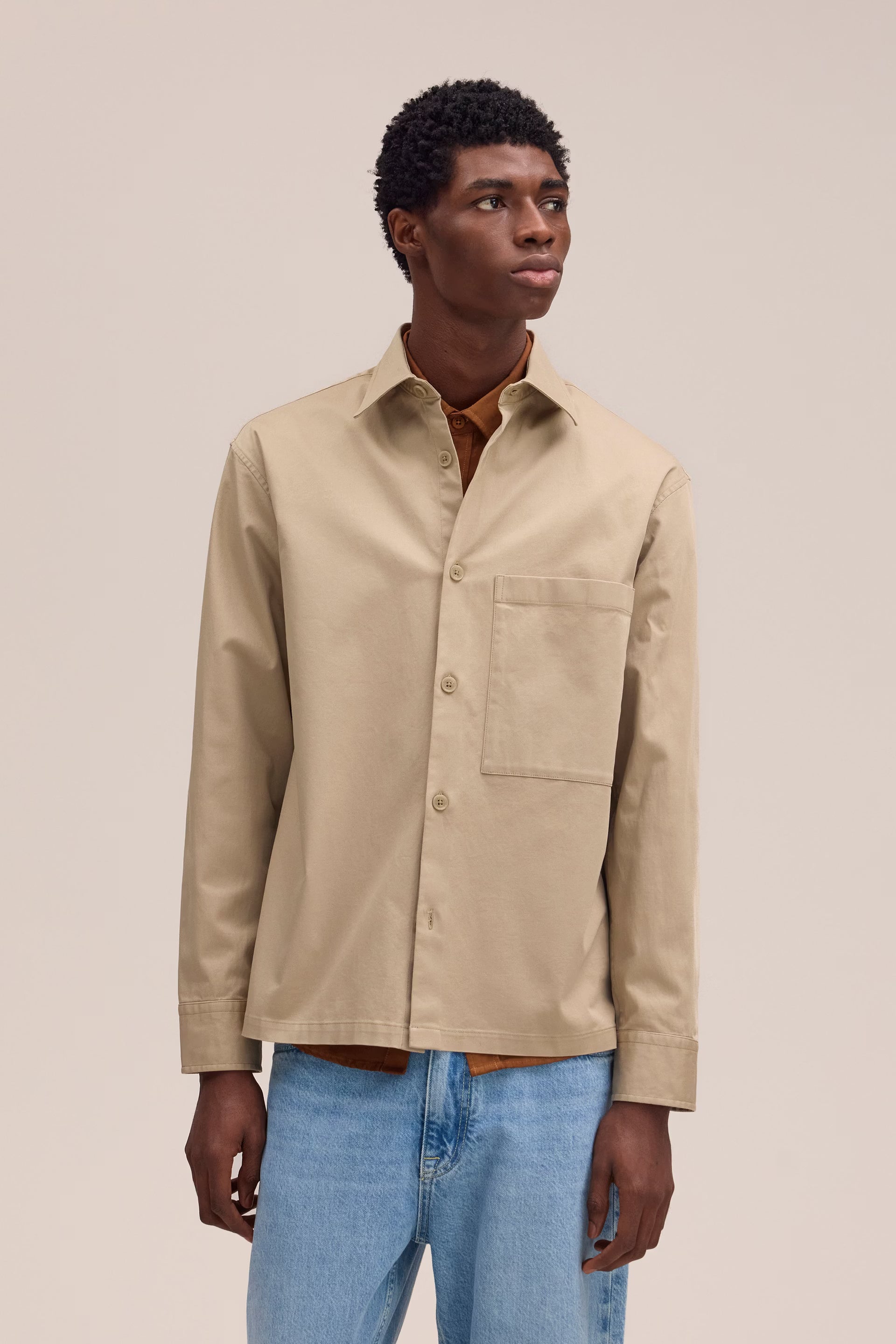 NN07 Freddy Cavalry Twill Overshirt - Desert Khaki