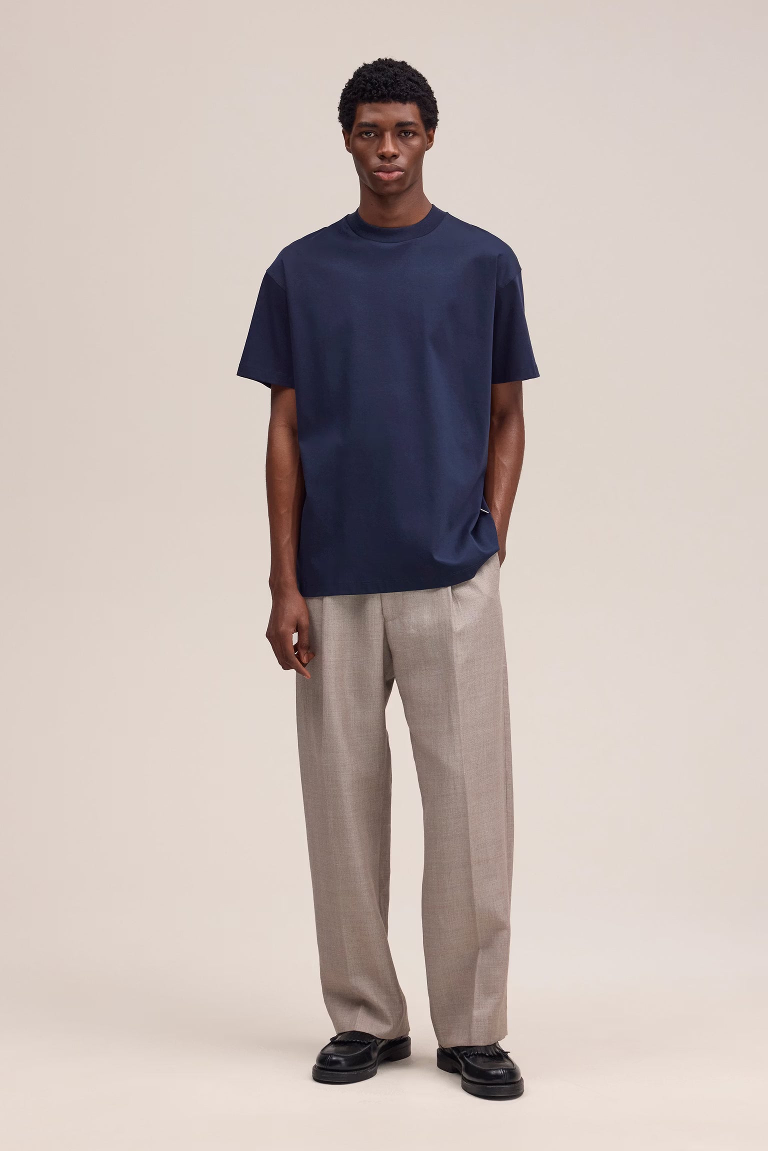 NN07 Lionel Mercerised Cotton Tee - Navy Blue