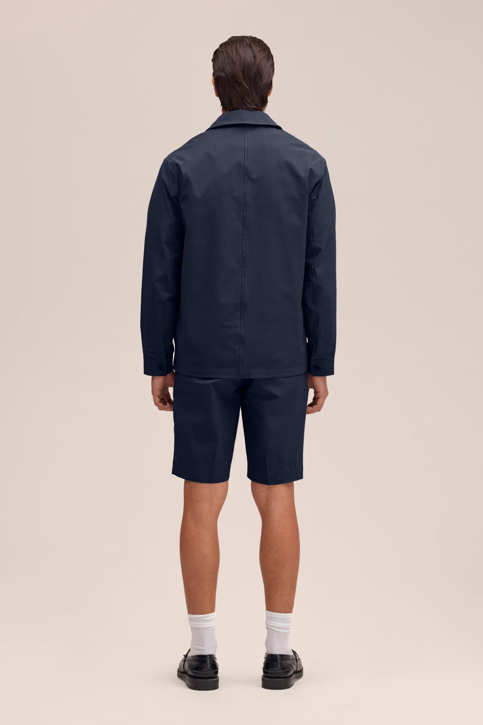 NN07 Blaze Seersucker Overshirt - Navy Blue