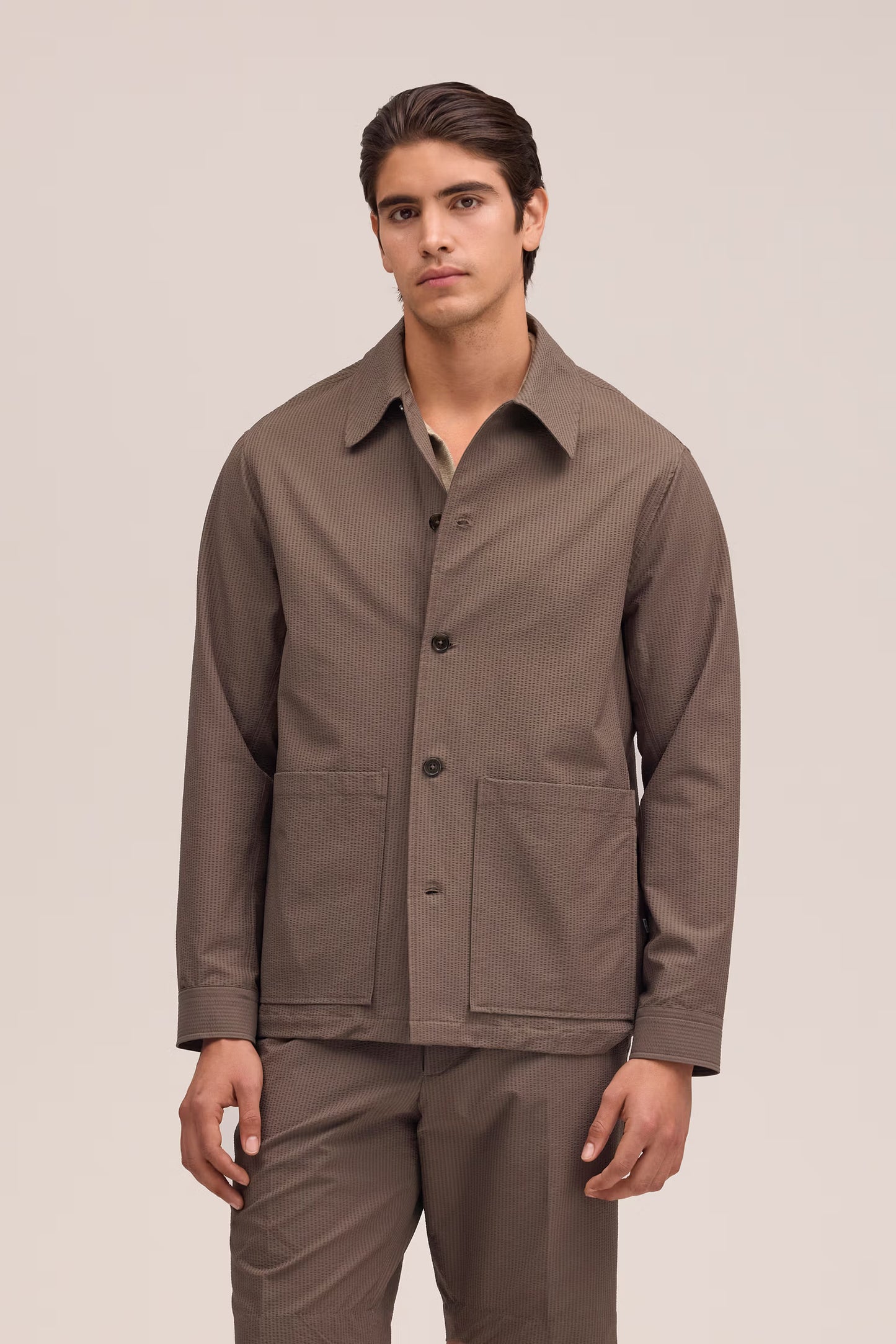 Blaze Seersucker Overshirt - Marble Husk