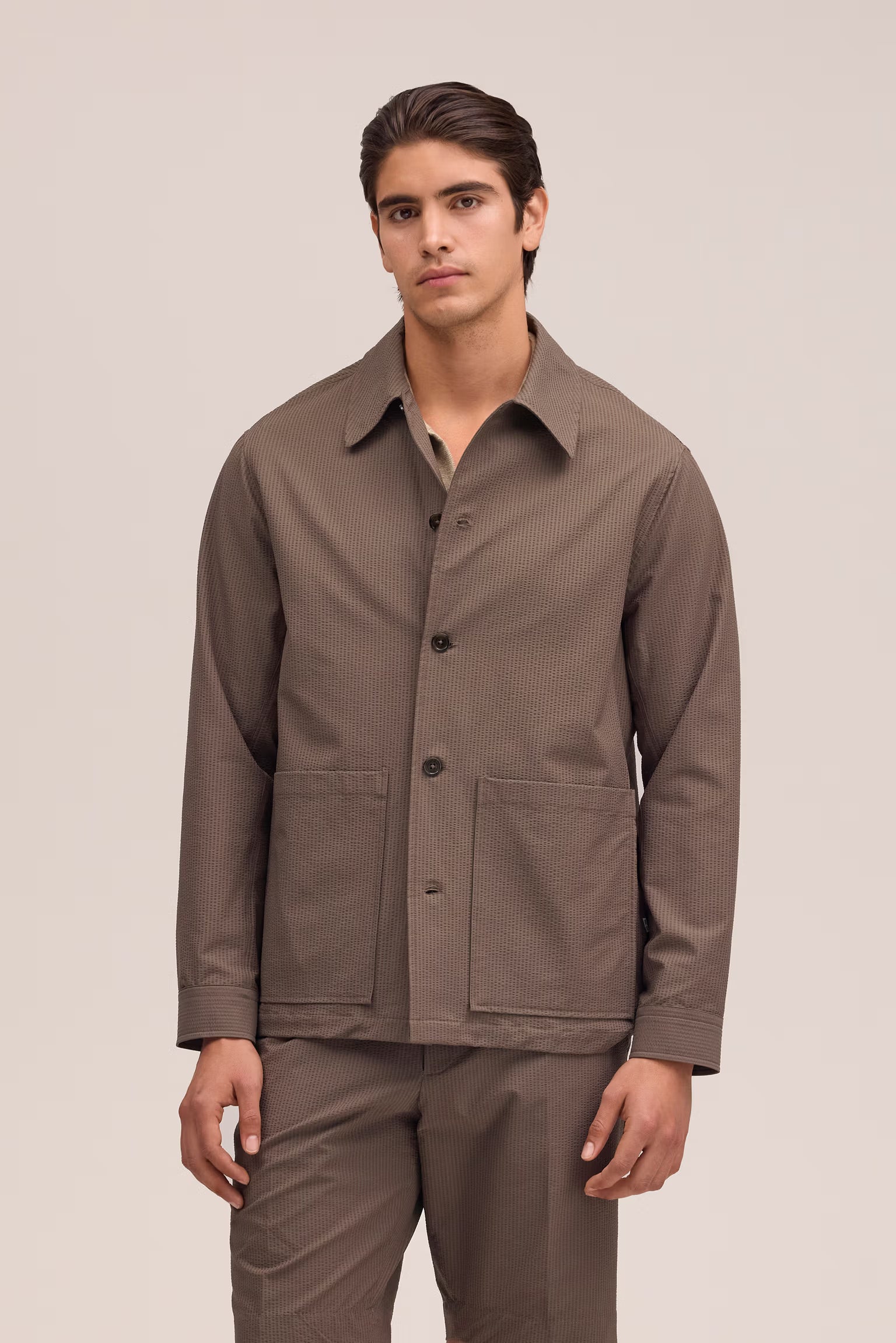 NN07 Blaze Seersucker Overshirt - Marble Husk