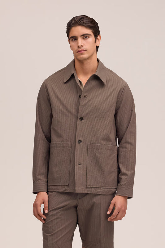 Blaze Seersucker Overshirt - Marble Husk