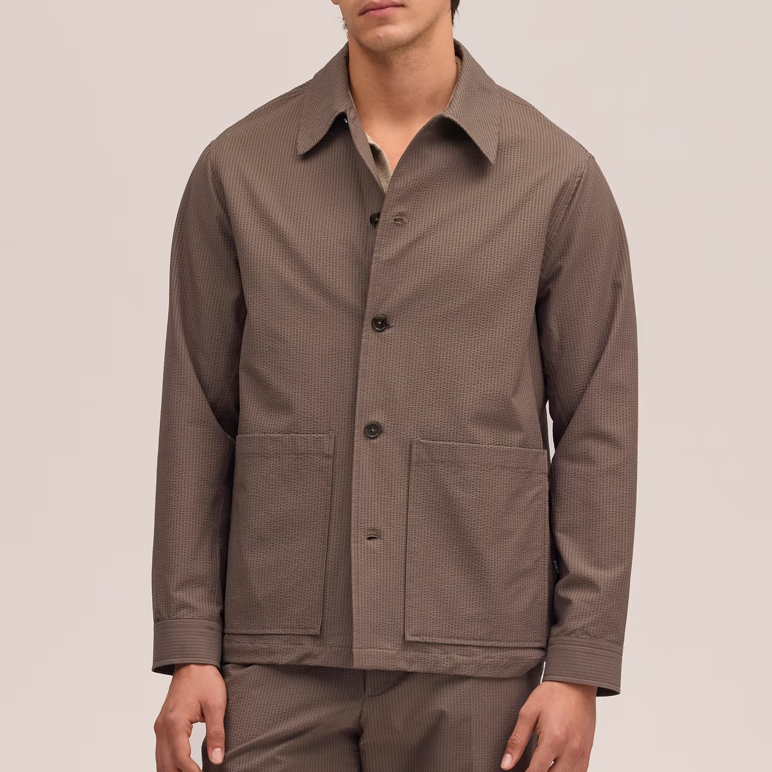 NN07 Blaze Seersucker Overshirt - Marble Husk
