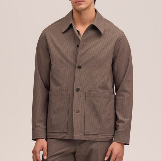 Blaze Seersucker Overshirt - Marble Husk
