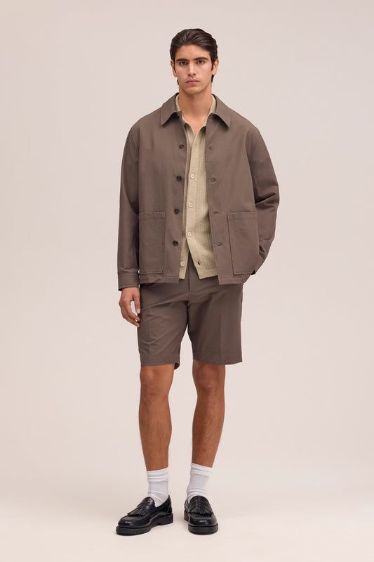 Blaze Seersucker Overshirt - Marble Husk