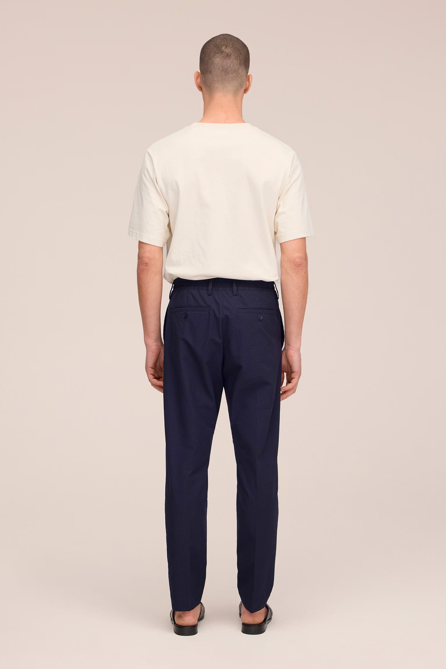 NN07 Billie Drawstring Seersucker Regular Fit Trouser - Navy Blue