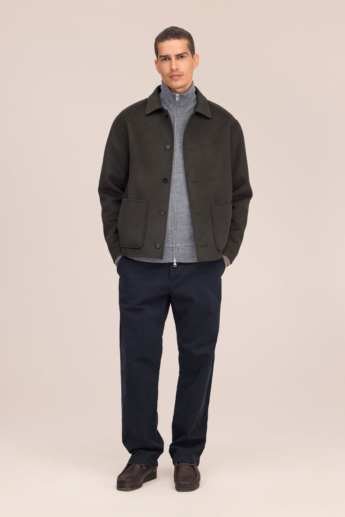 NN07 Morgan Brushed Heavyweight Wool Jacket - Dark Army