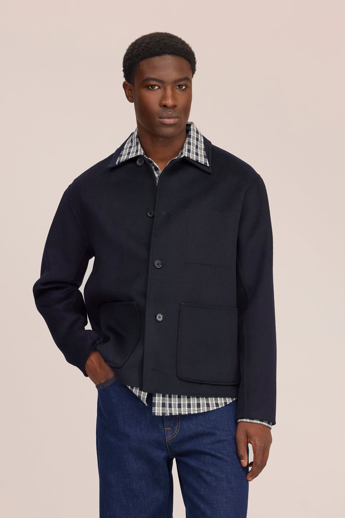 Morgan Brushed Heavyweight Wool Jacket - Deep Navy
