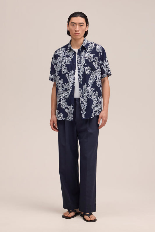 Deon All-Over Print Shirt - Navy Blue
