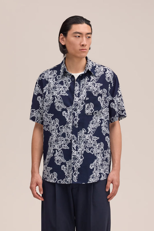 Deon All-Over Print Shirt - Navy Blue