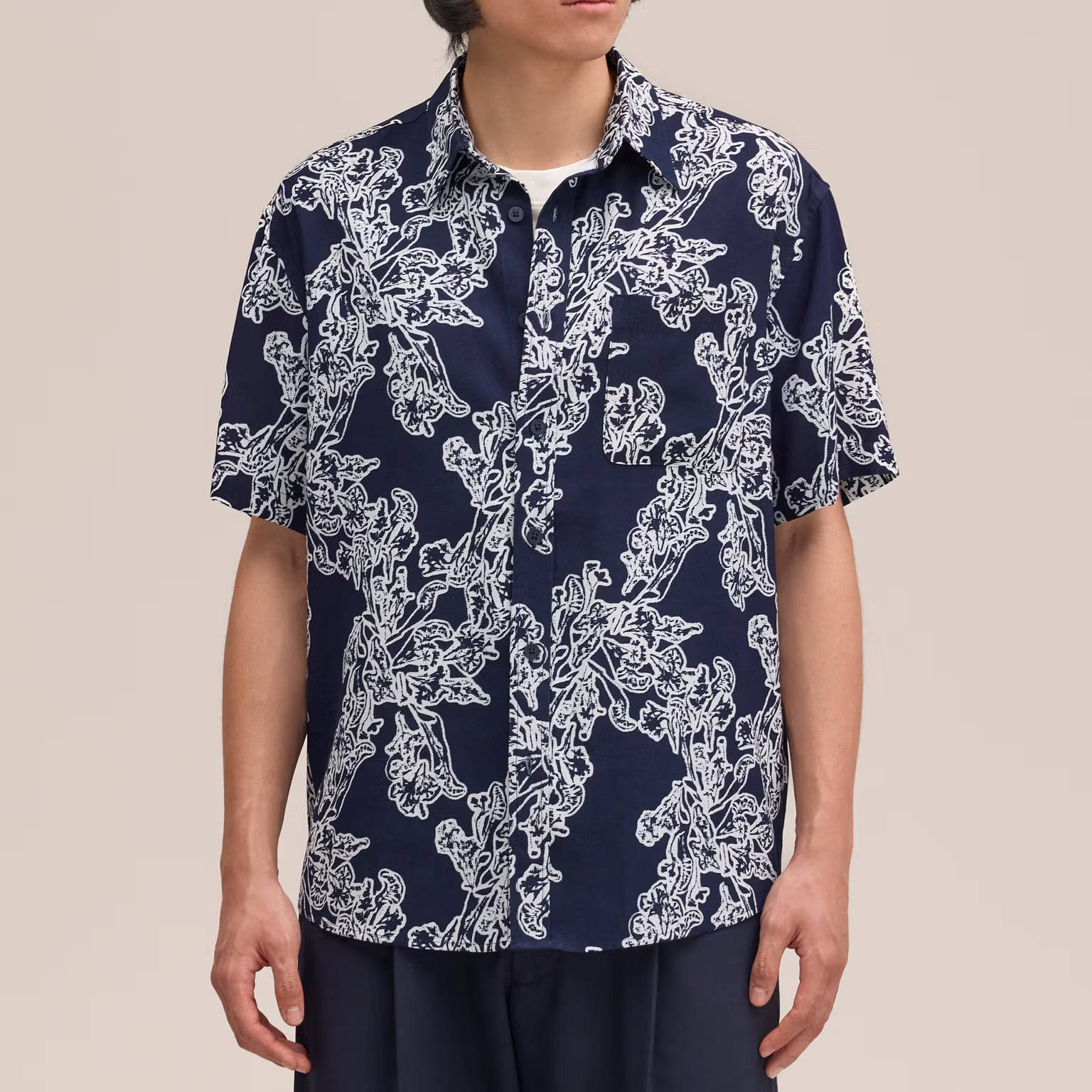 NN07 Deon All-Over Print Shirt - Navy Blue