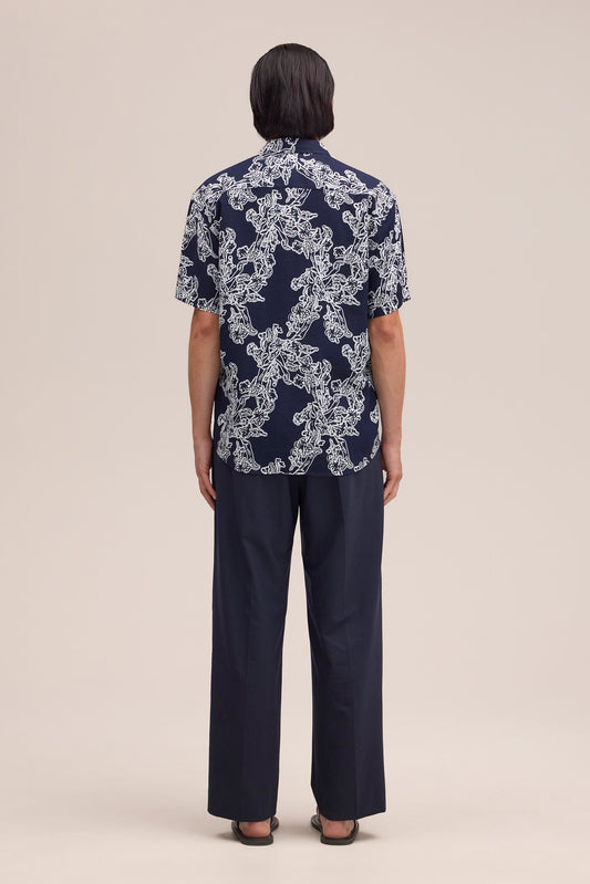Deon All-Over Print SS Shirt - Navy Blue
