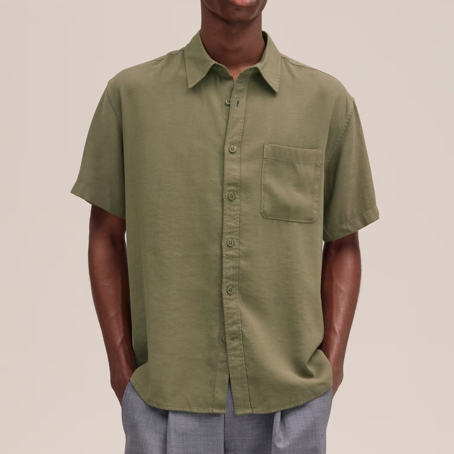 NN07 Deon - Drapey Viscose Blend Shirt - Capers