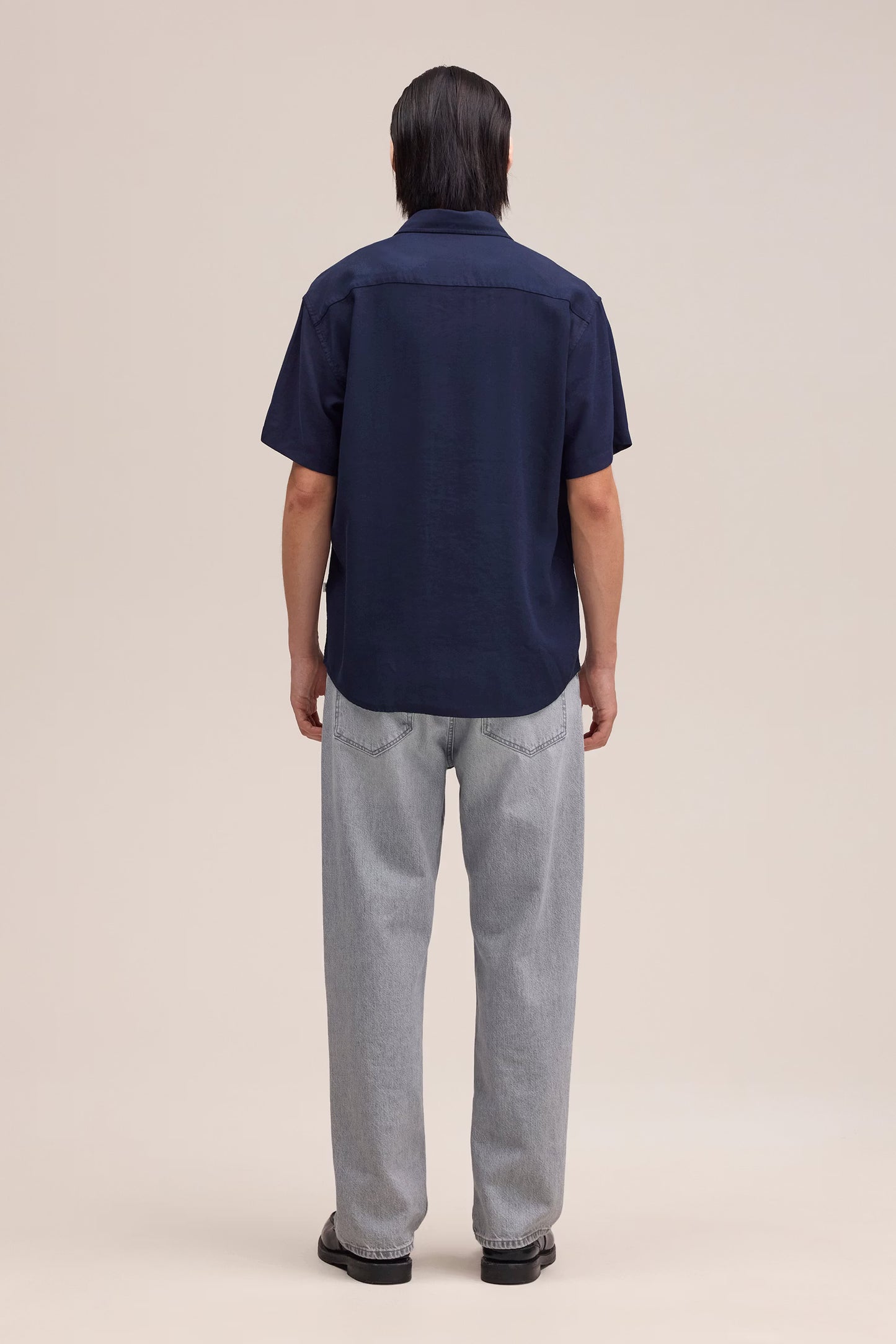 Deon Drapey Viscose Blend Shirt - Navy Blue
