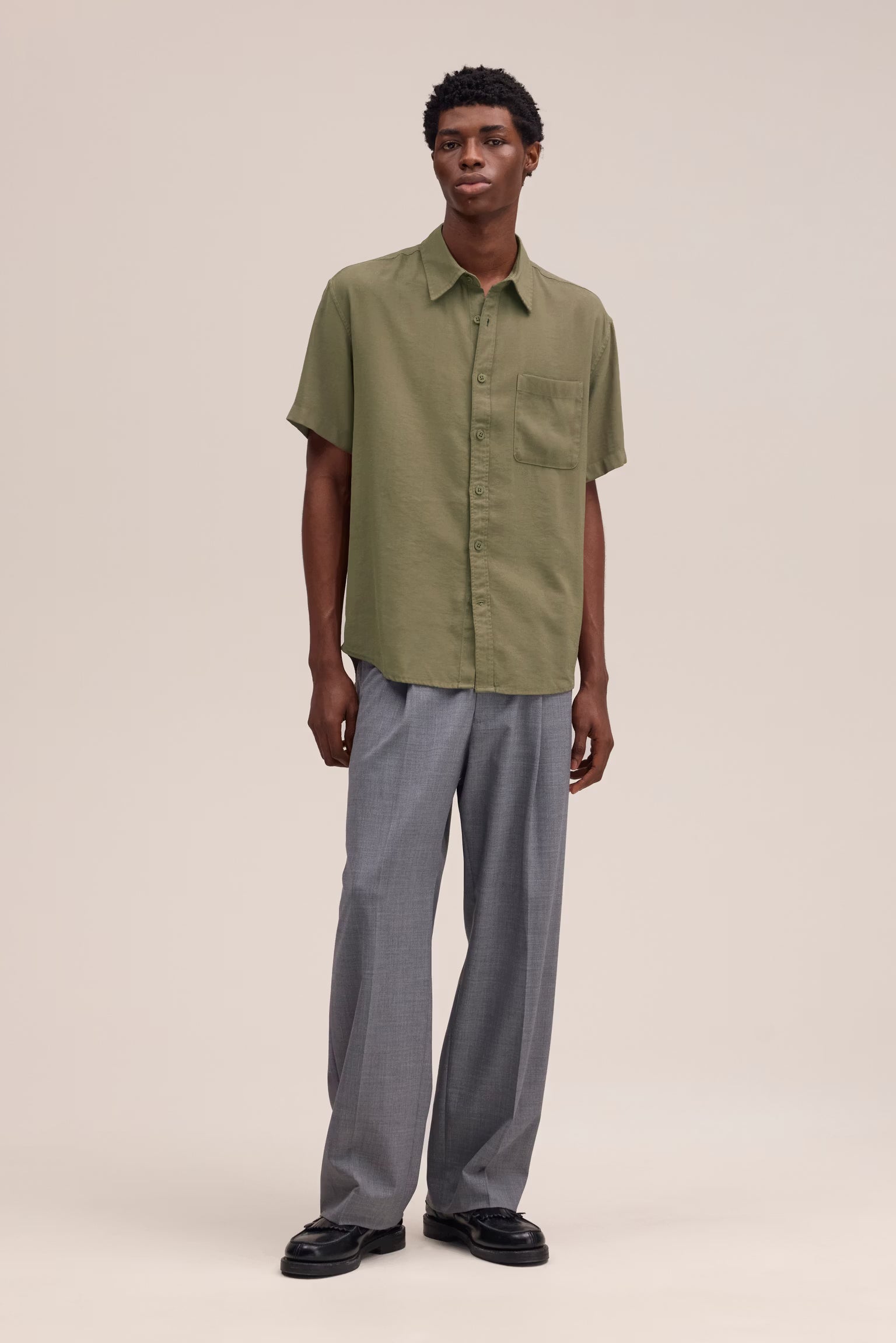 NN07 Deon - Drapey Viscose Blend Shirt - Capers