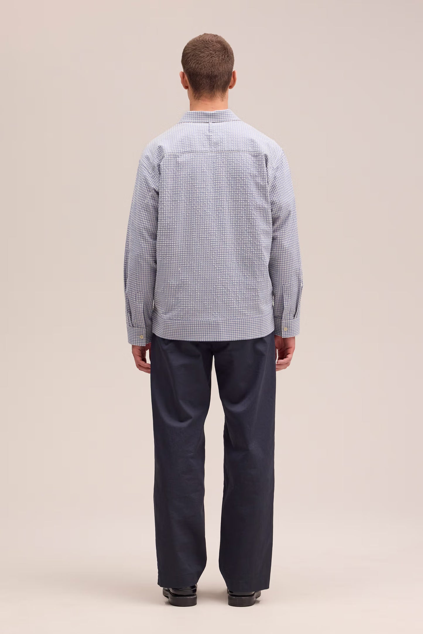 Reed Seersucker Overshirt - Stone Blue