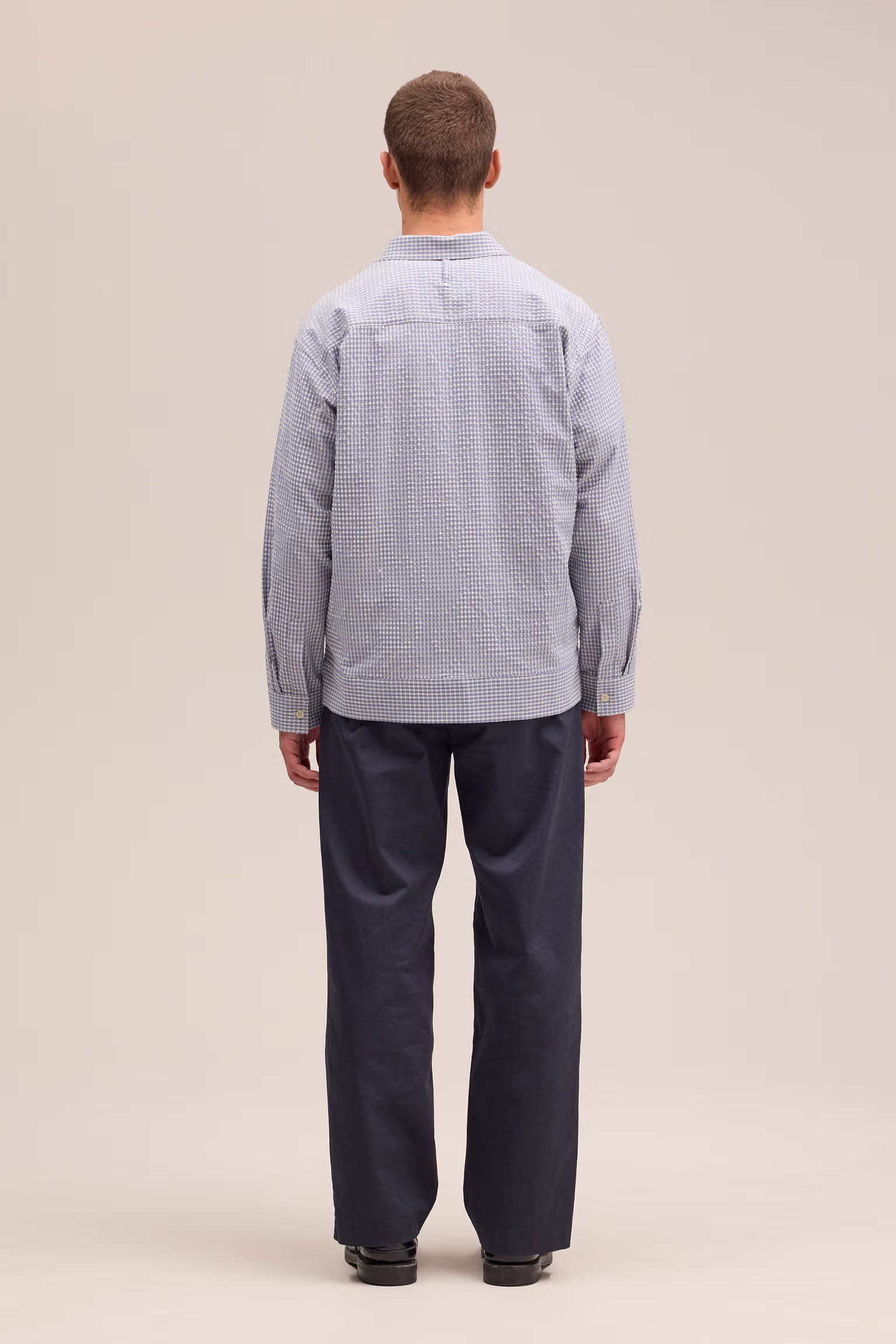 NN07 Reed Seersucker Overshirt - Stone Blue