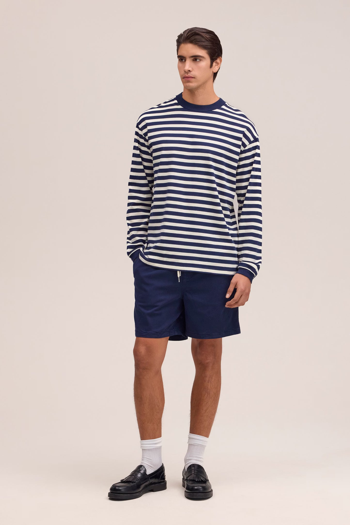 Lionel Long Staple Cotton Tee - Navy Stripe