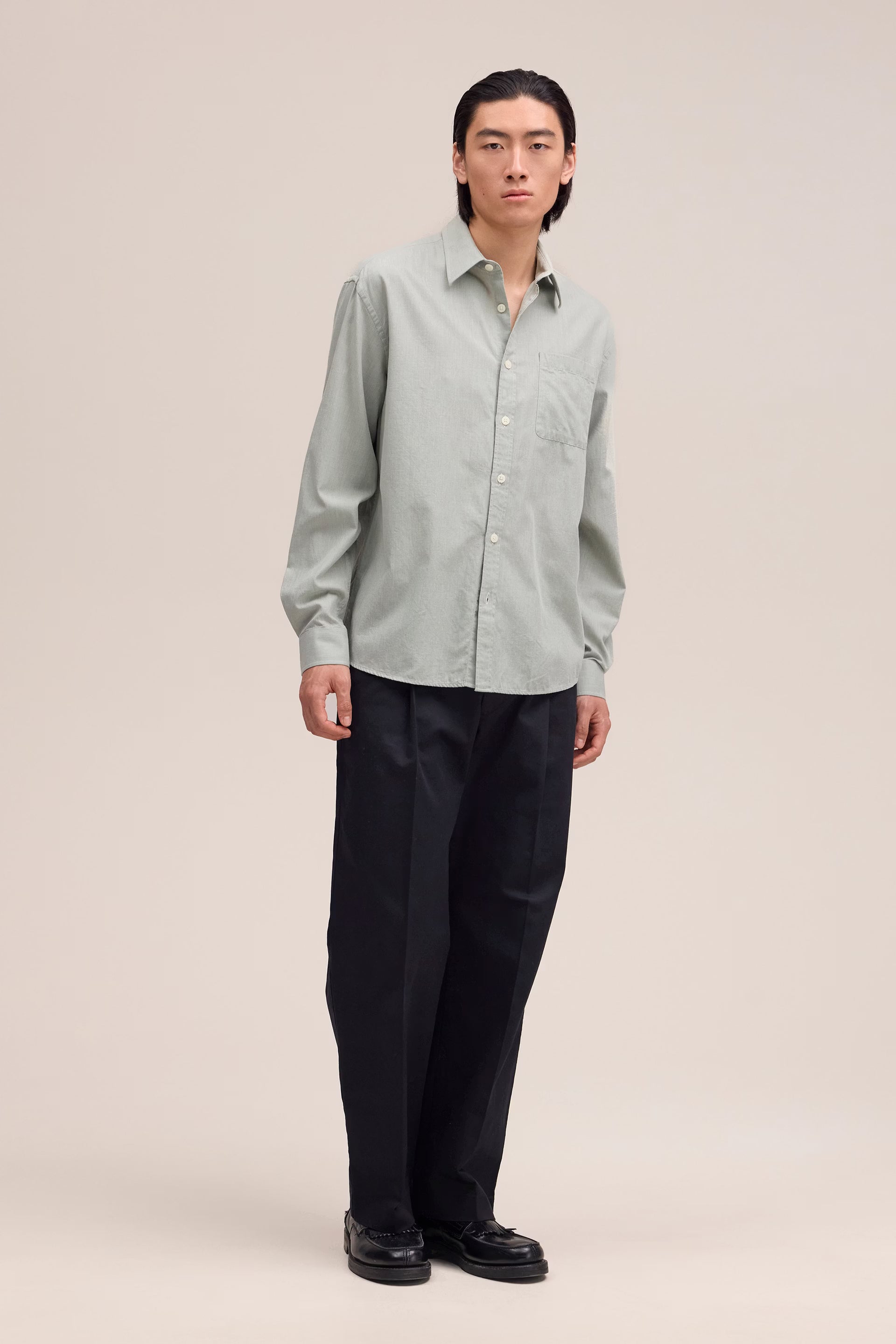 NN07 Deon - Chambray Shirt - Sea Spray