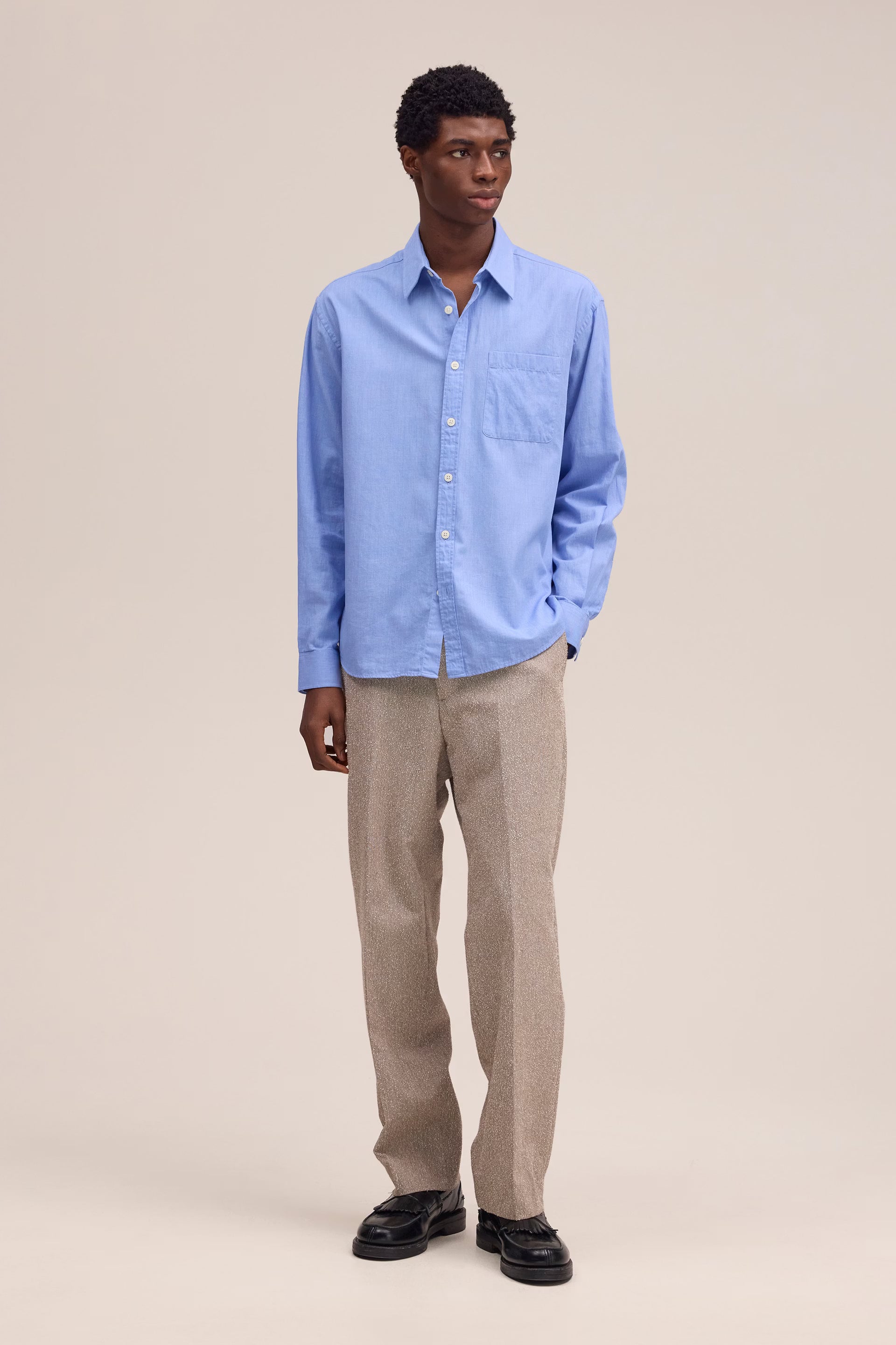 NN07 Deon - Chambray Shirt - Blue Quartz