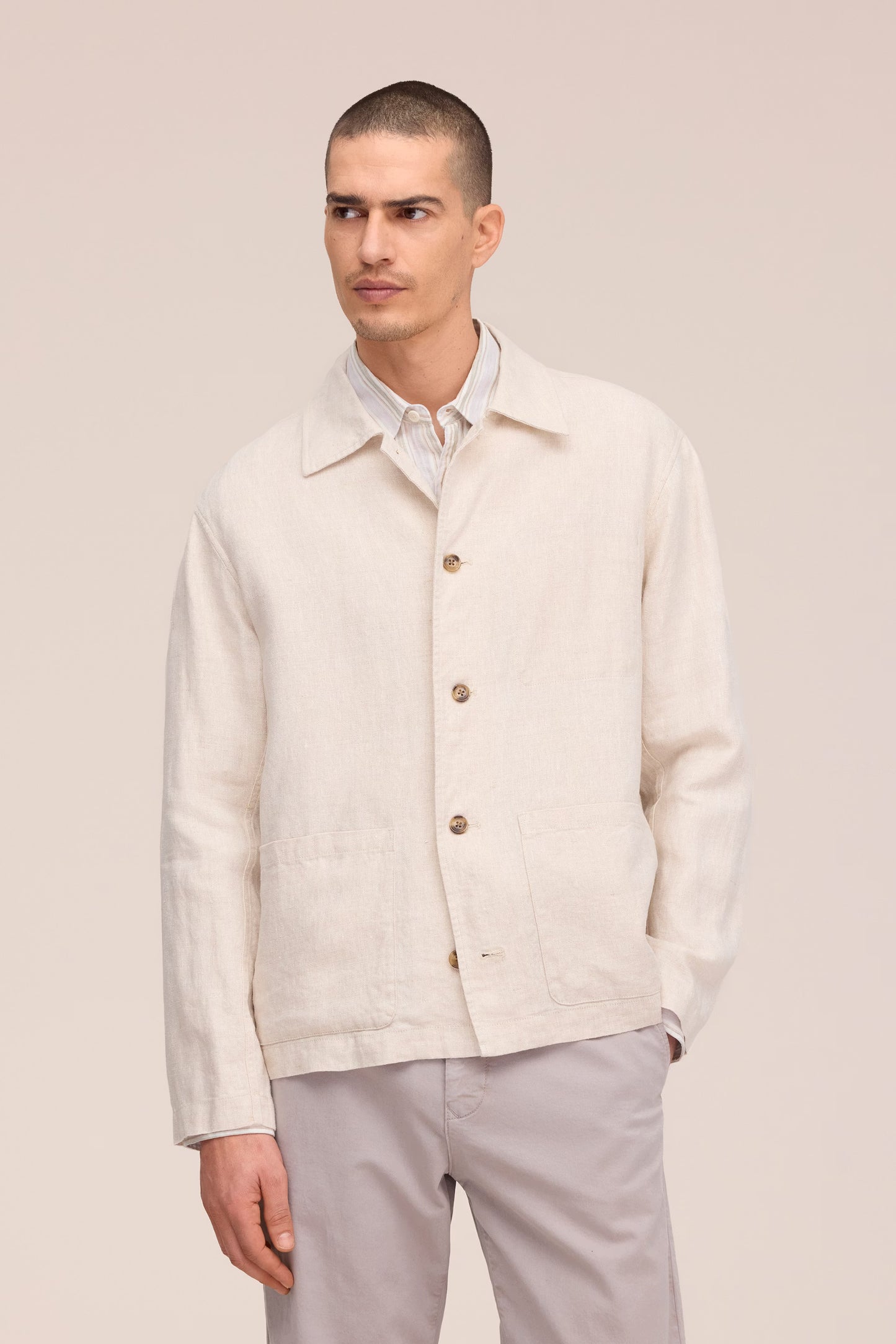 Morgan Jacket Unlined Linen Hybrid - Oat
