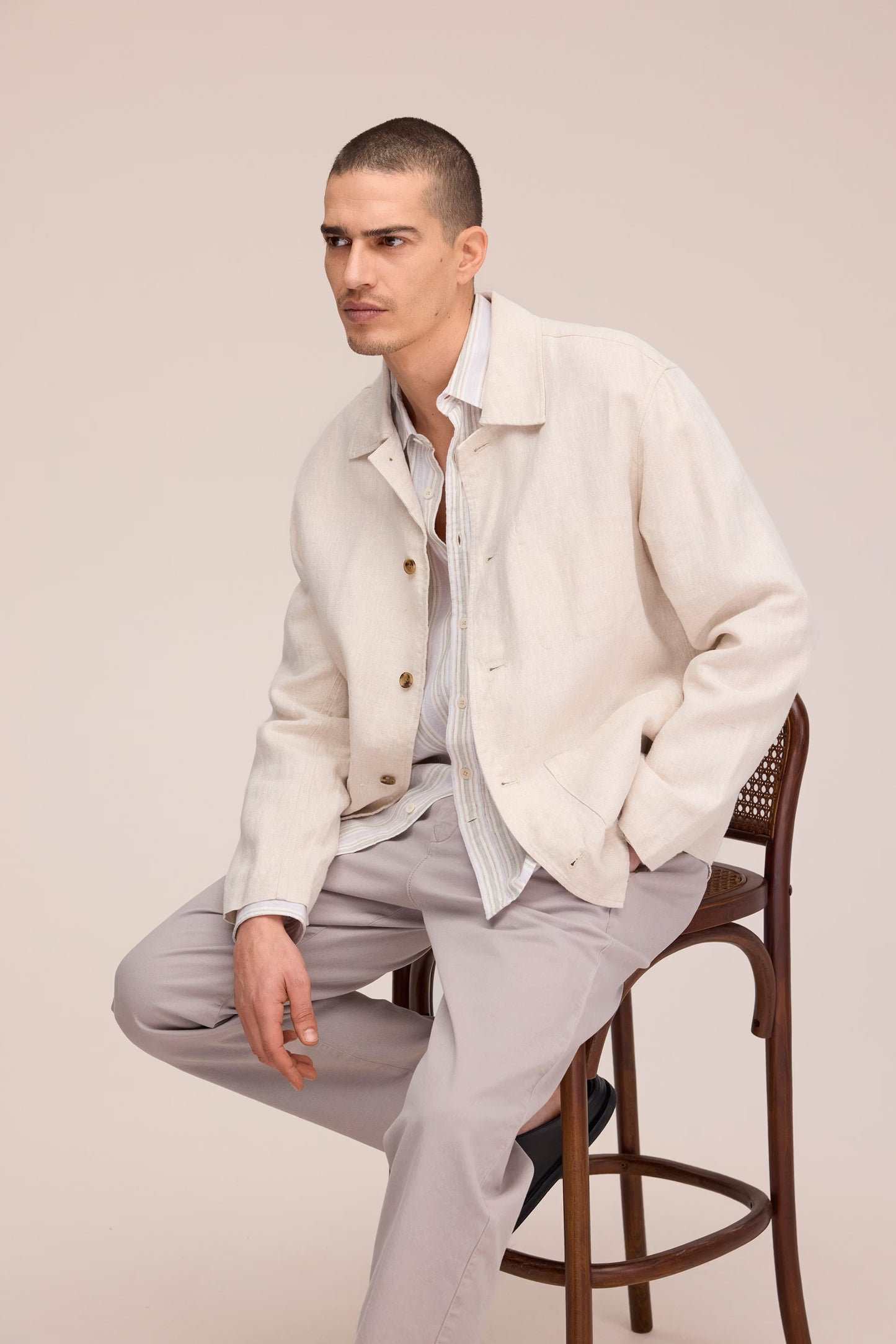 Morgan Jacket Unlined Linen Hybrid - Oat