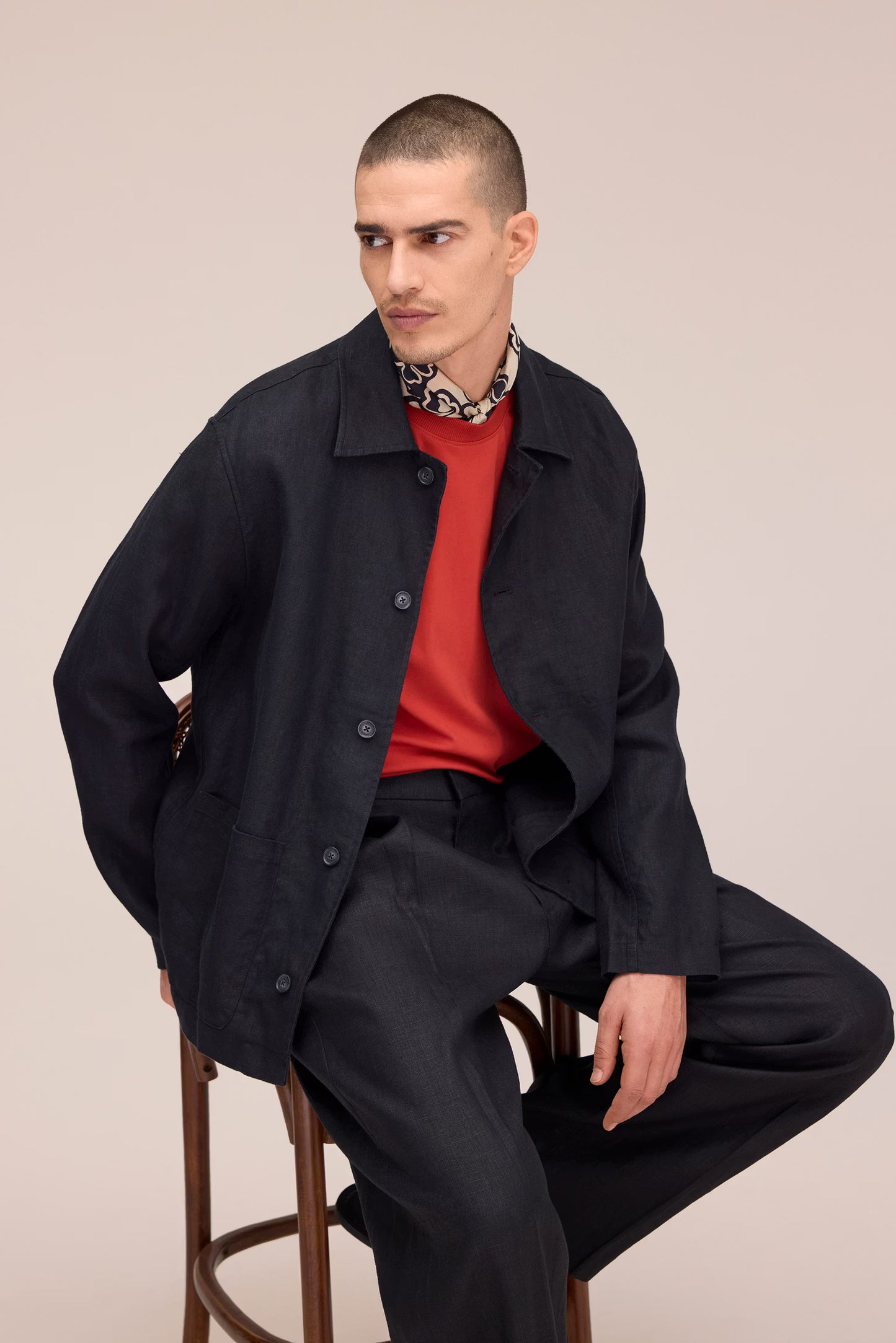 Morgan Jacket Unlined Linen Hybrid - Black