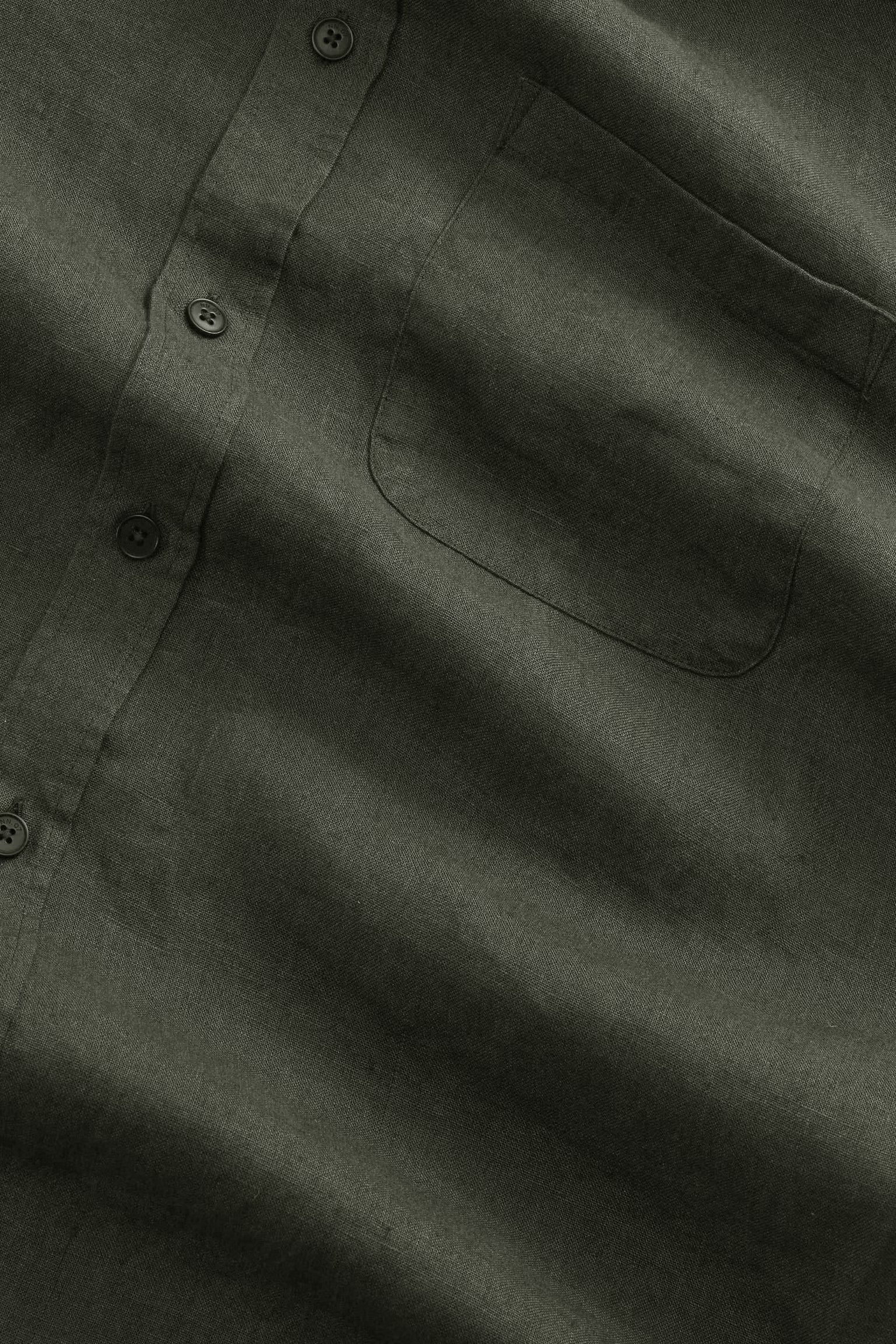 NN07 Deon Short Sleeve Linen Shirt - Dark Army