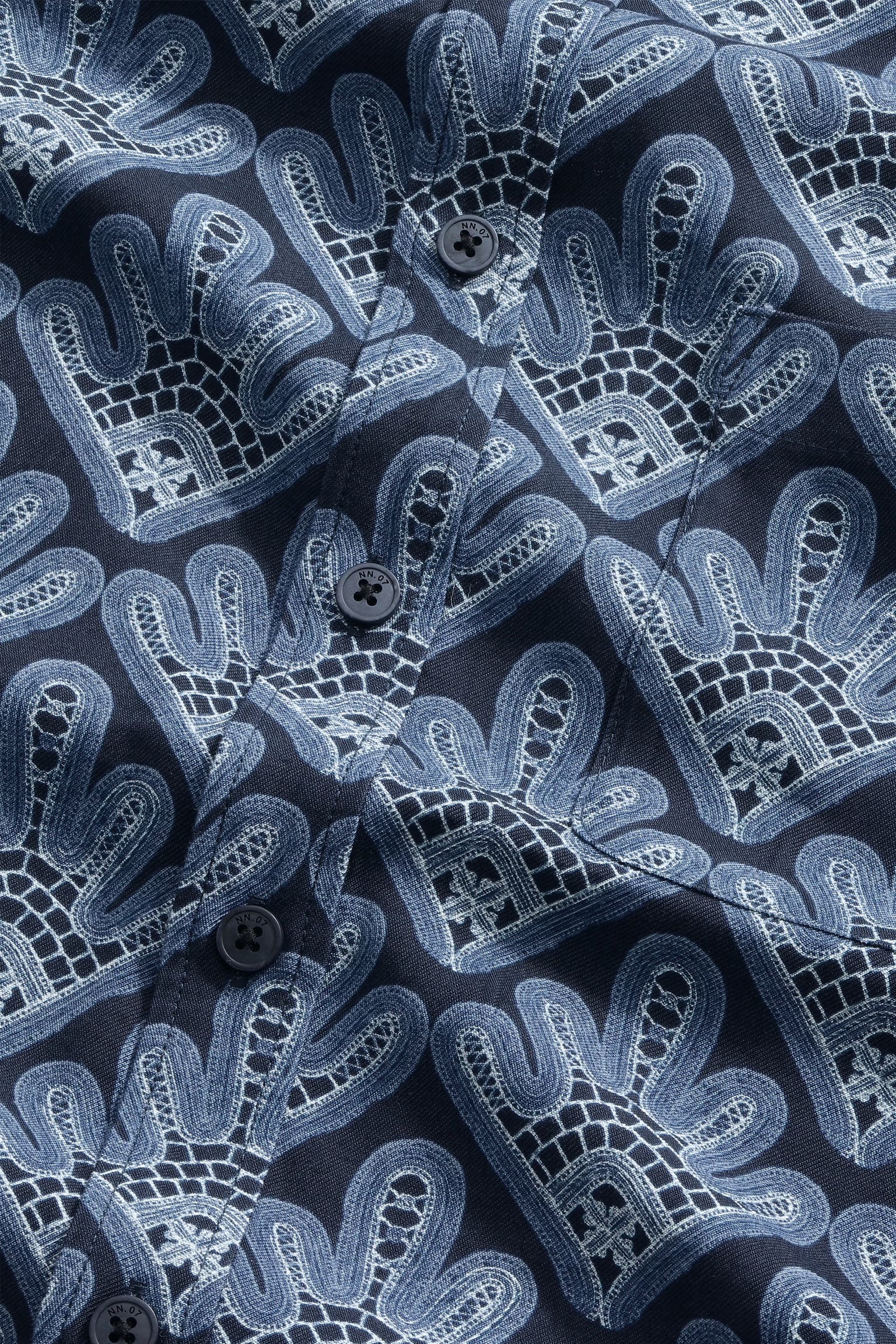 NN07 Deon All-Over Print SS Shirt - Navy Blue