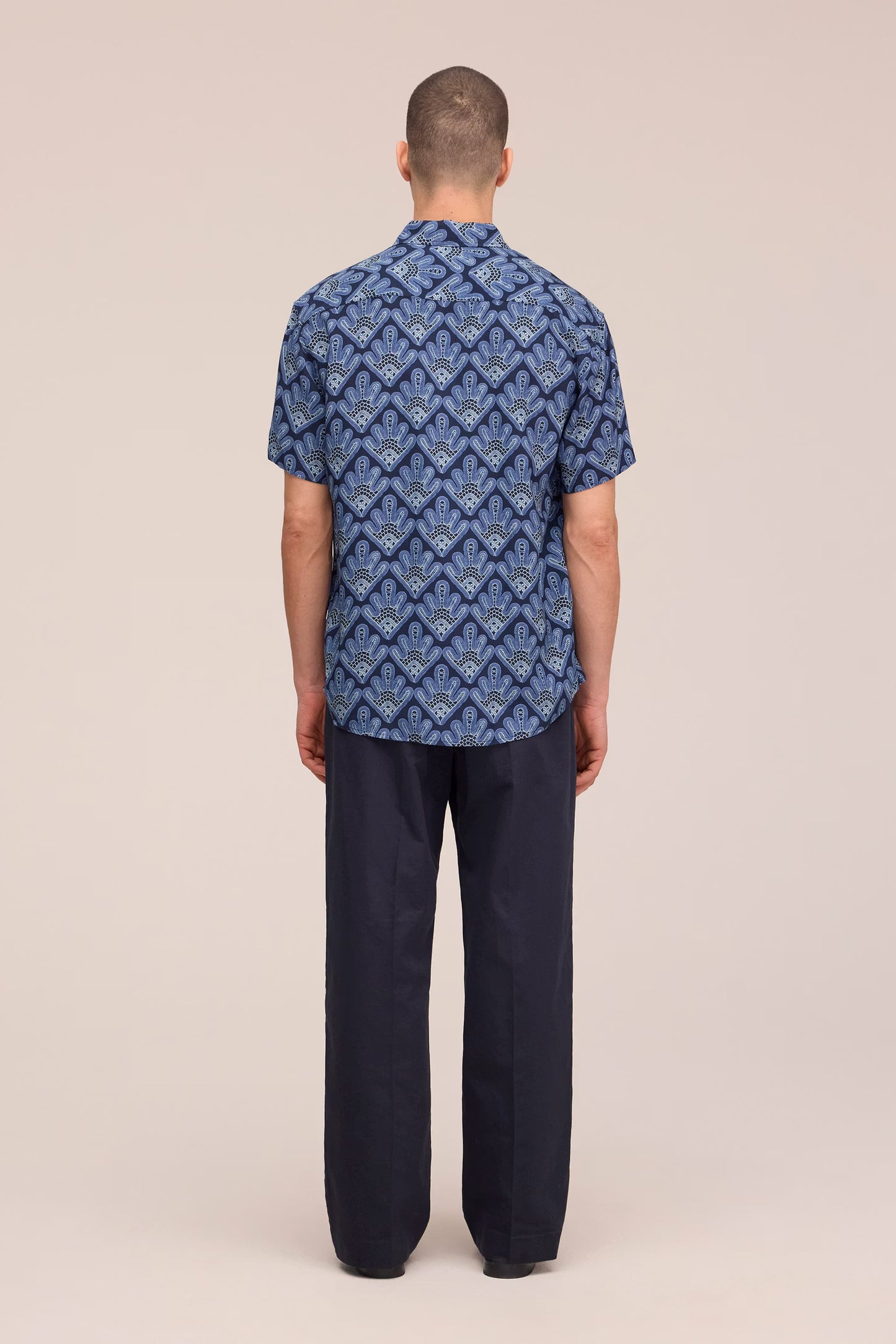 Deon All-Over Print SS Shirt - Navy Blue