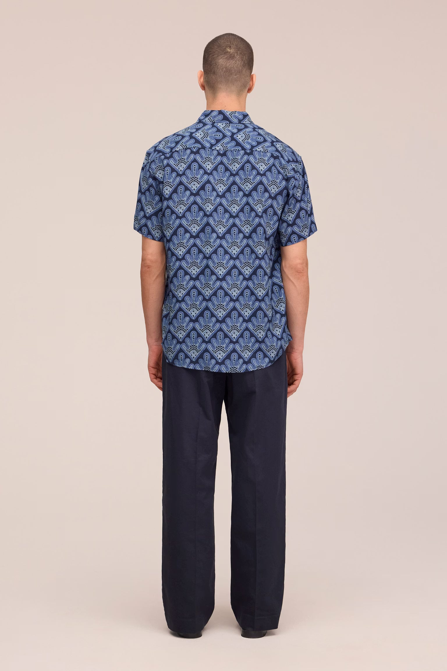 NN07 Deon All-Over Print SS Shirt - Navy Blue