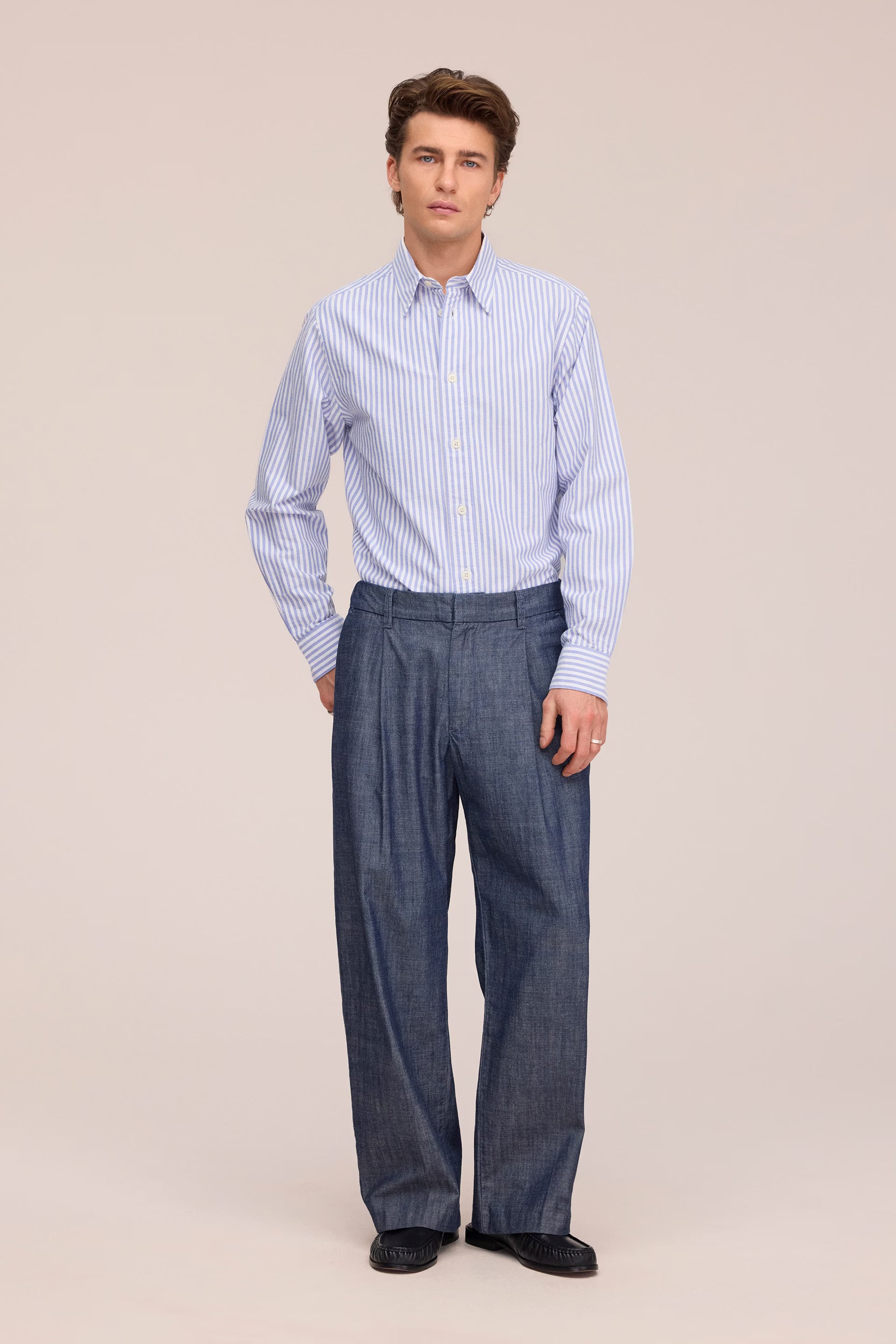 NN07 Colby Regular Fit Oxford Shirt - Cobalt Stripe