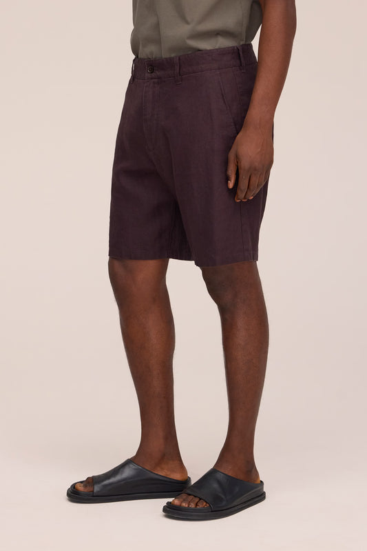 Aden Shorts Linen - Dusky Port