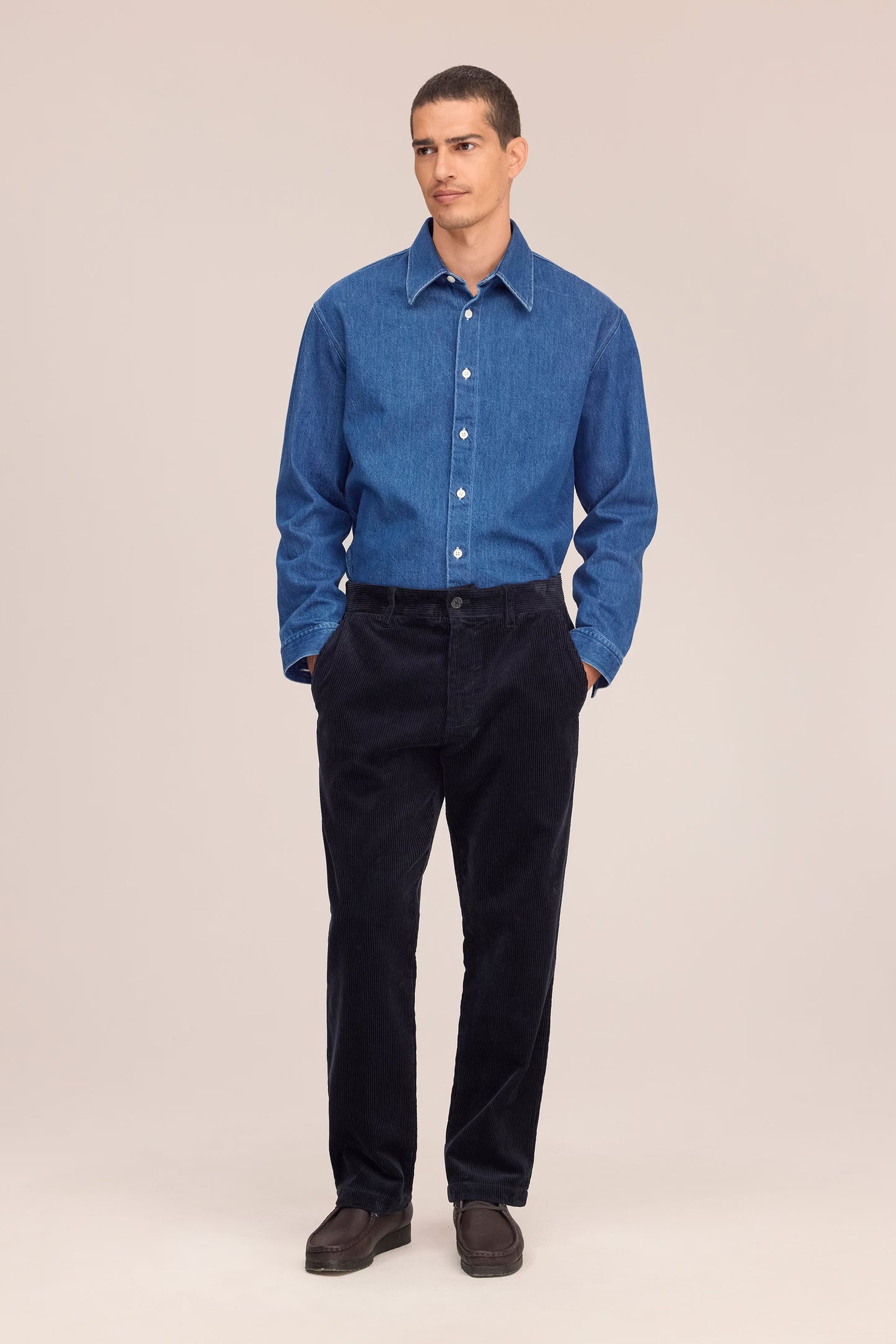 Aden Straight Leg Regular Fit Corduroy Chino - Marine Navy