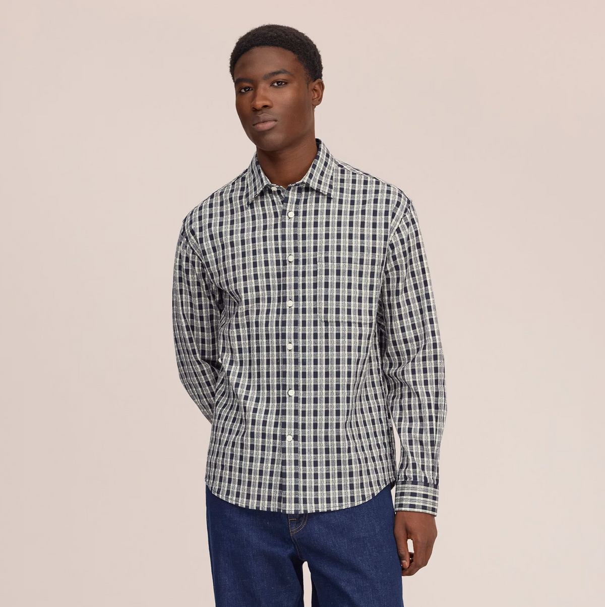 Deon Mouline Shirt - Navy Blue