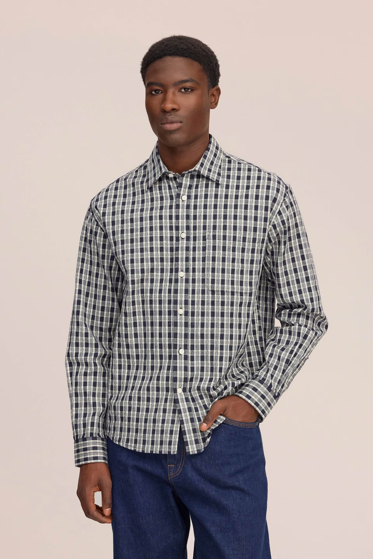 Deon Mouline Shirt - Navy Blue